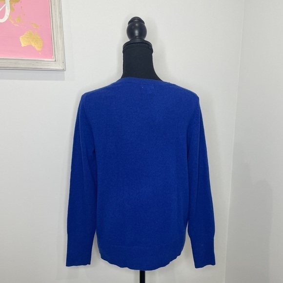 Halogen Cashmere Blue V-Neck Sweater - Picture 2 of 6
